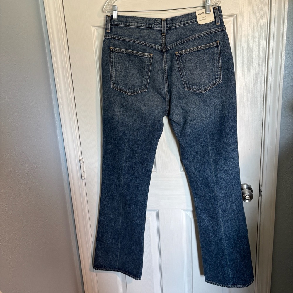NEW AGOLDE Women 100% Organic Cotton Vintage High Rise Flare Medium Wash Jean 32 - Picture 4 of 16